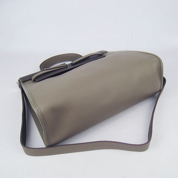 7A Replica Hermes Grey/Dark Coffee Kelly 32cm Togo Leather Bag 60667